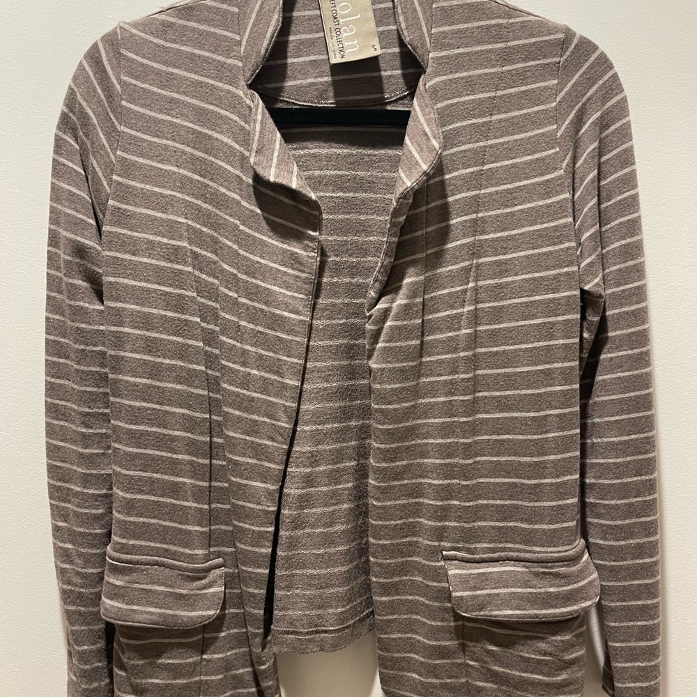 Anthropologie brand Dolan Left Coast Blazer, Size Small. Tan striped color